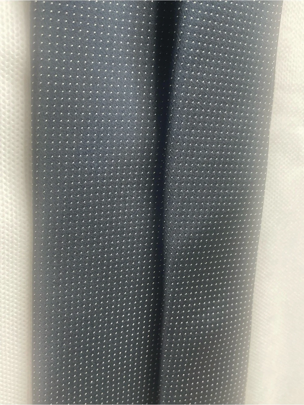 Hugo Boss Classic Polkadot Necktie Chrome Navy Blue 100% Silk Italian Made Tie